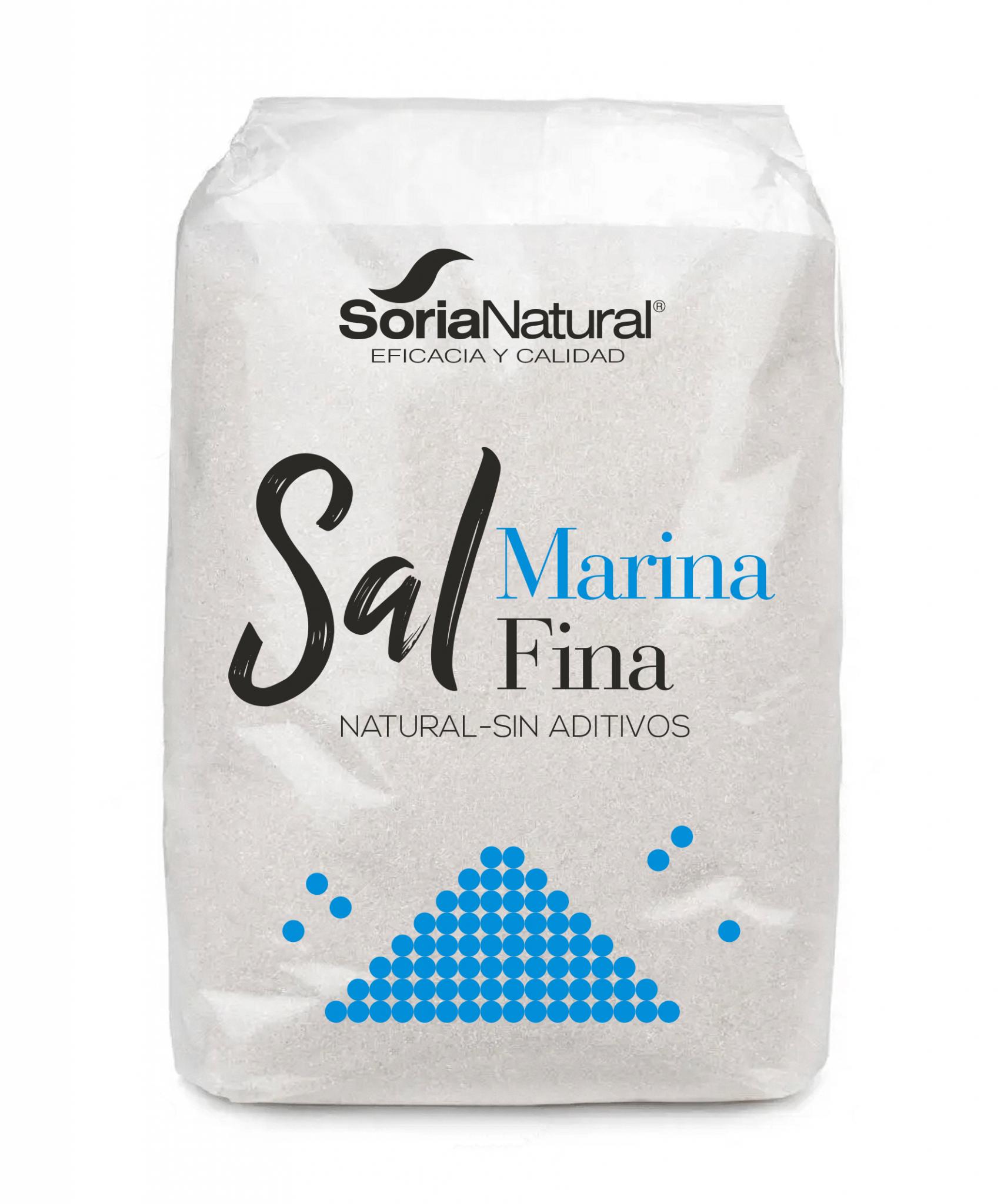 Sal marina fina, natural y sin aditivos 1kg - Soria Natural